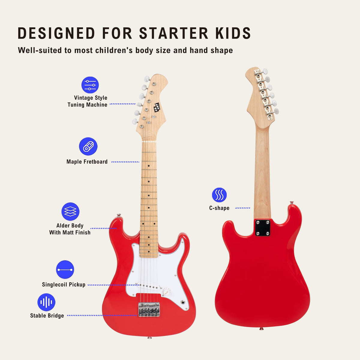 32 Inch Junior Size Red Electric Guitar Beginner Kit with Amplifier and Bag G298755