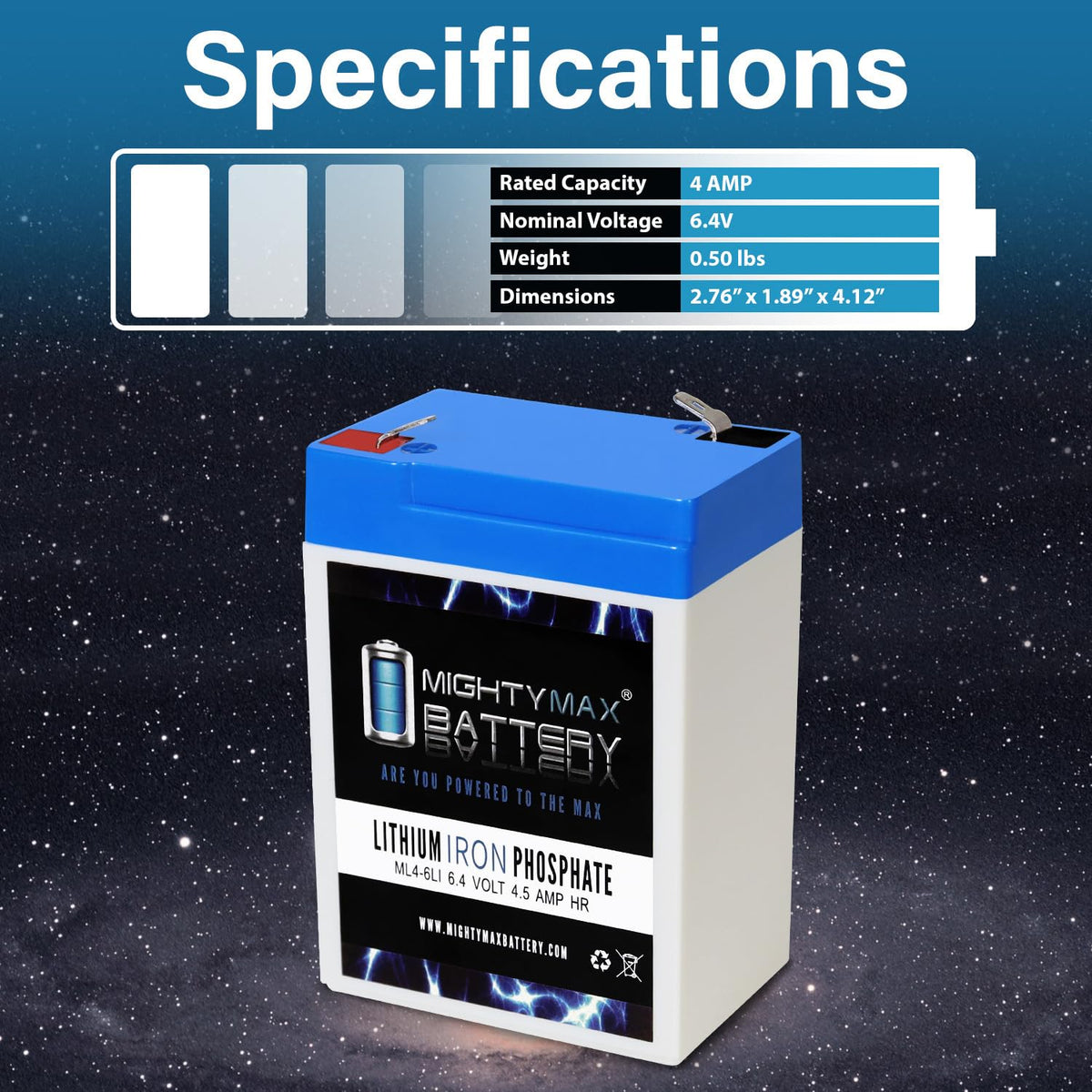 6V 4.5AH Lithium Replacement Battery W521