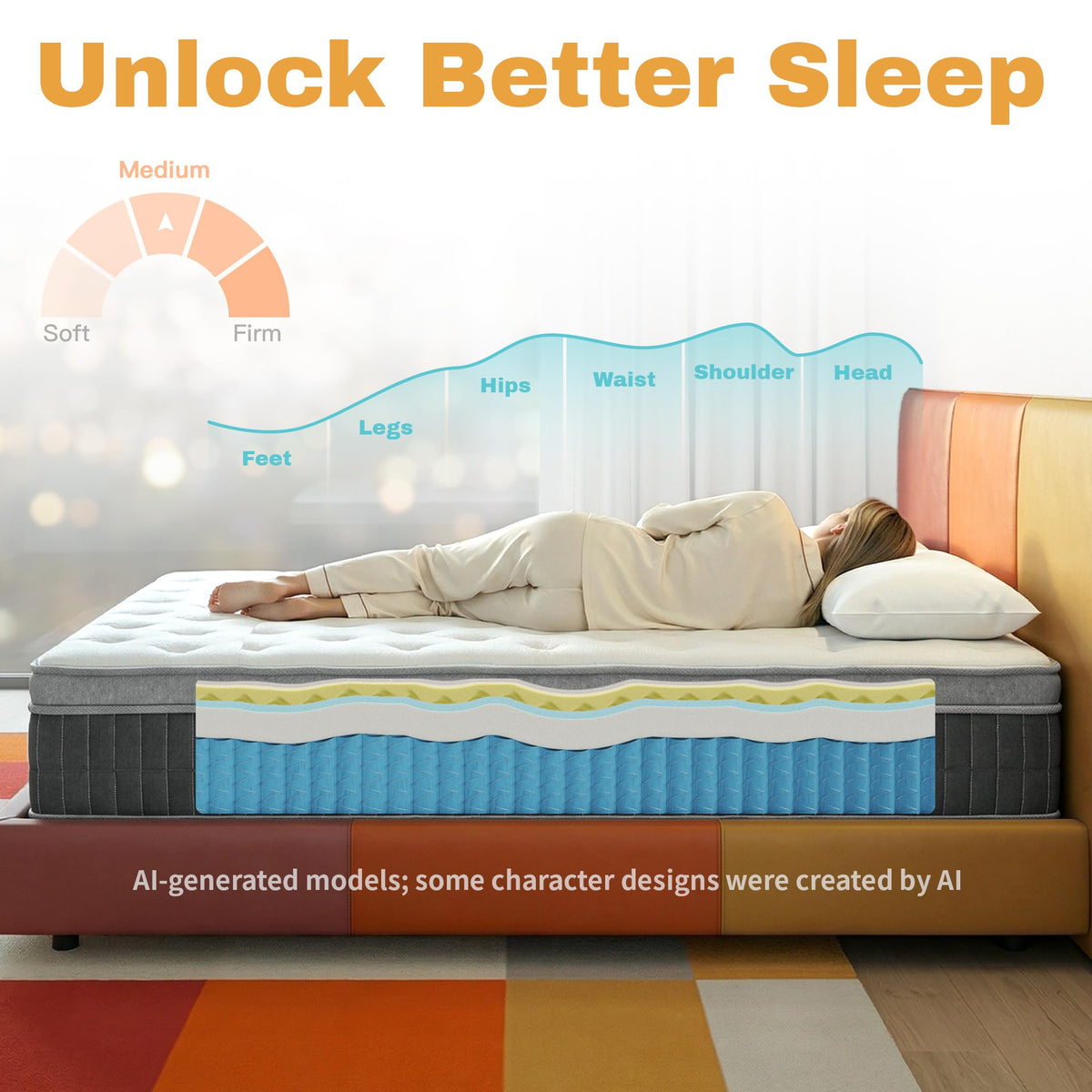 Full Size 12 Inch Medium Firm Hybrid Mattress C988