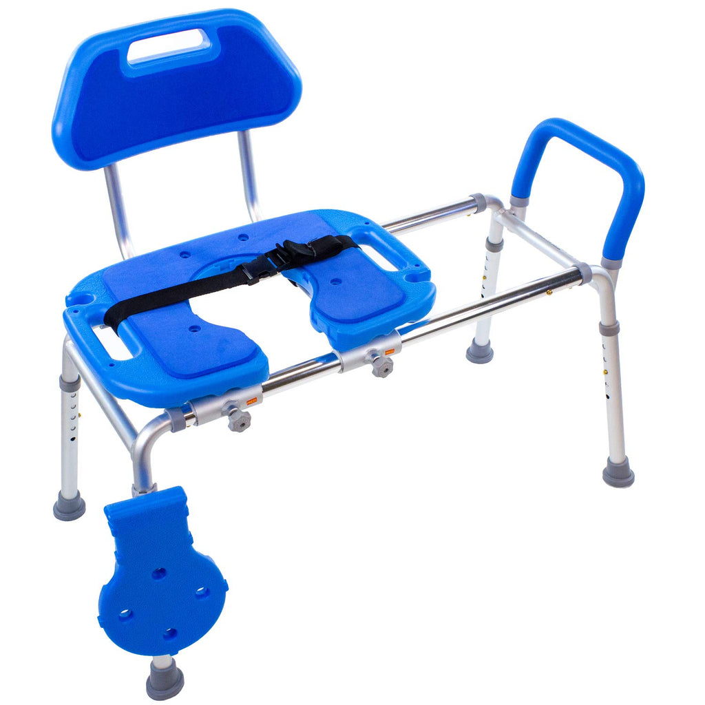 Blue Padded Shower Chair with Cut Out Seat and Safety Belt V5104