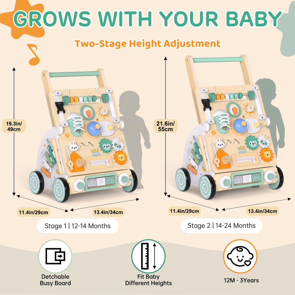 Wooden Baby Walker with Detachable Busy Board C9314