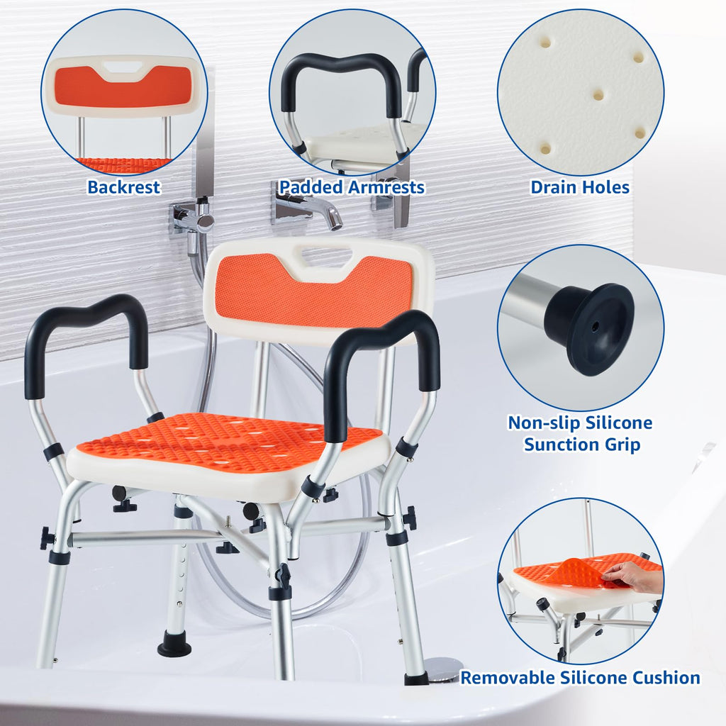 Padded Shower Chair with Arms and Back T295405