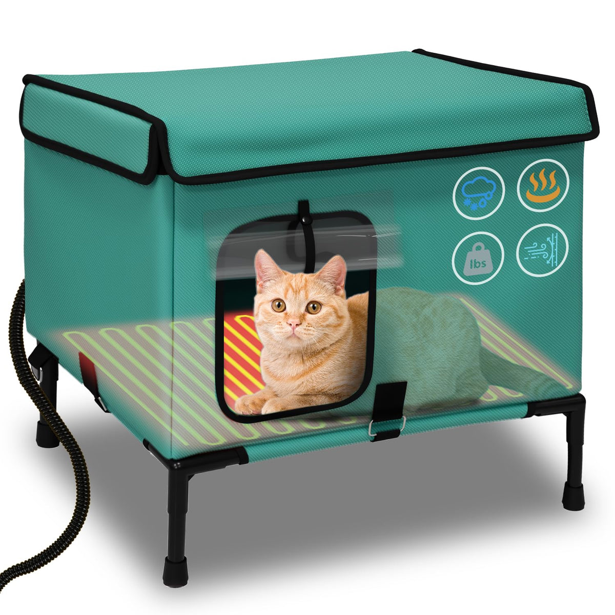 21" Heated Cat House with Heating Pet Pad K390