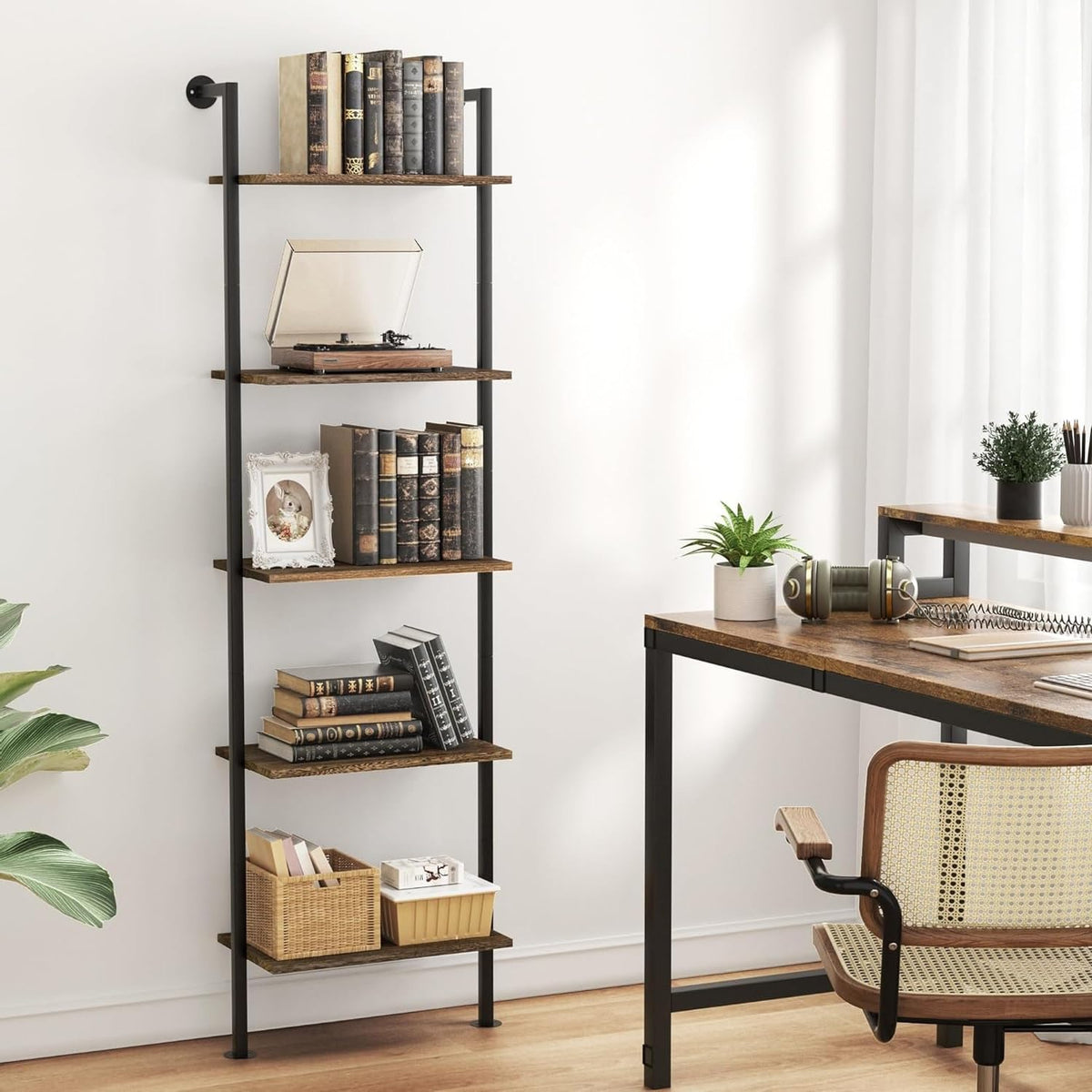 5-Tier Solid Wood Ladder Bookshelf M18784