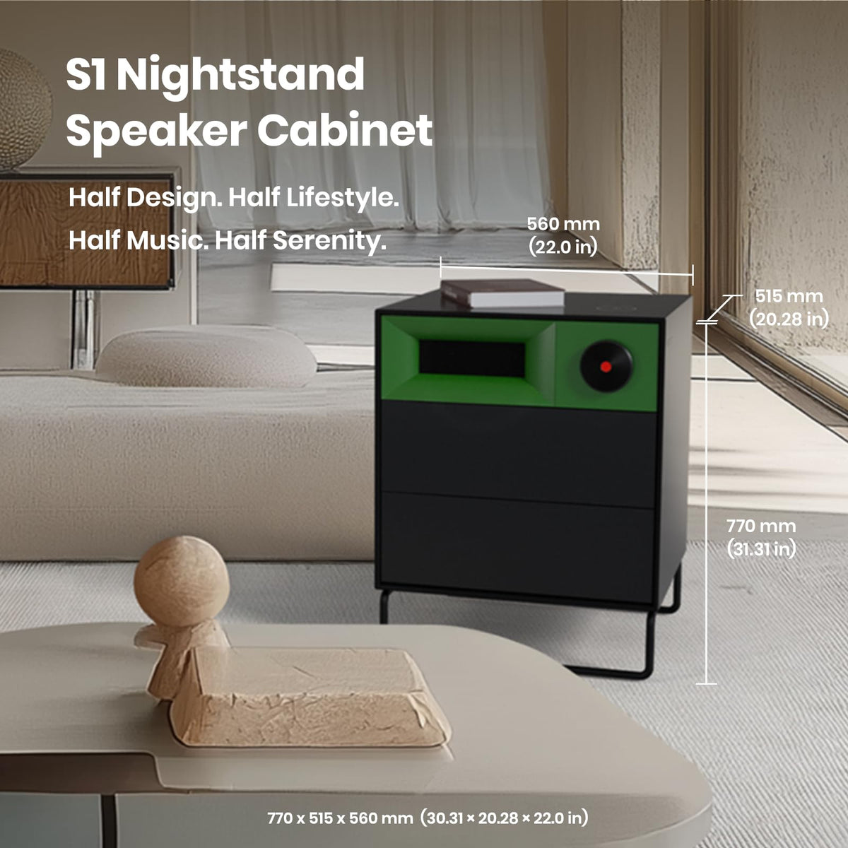 Bluetooth Wireless Charging Speaker Nightstand with 2 Drawers K848620