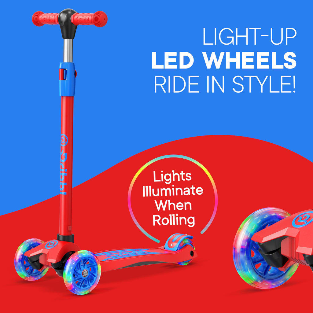 3-Wheel Kids Scooter Adjustable Height Anti-Slip Deck Red and Blue X107
