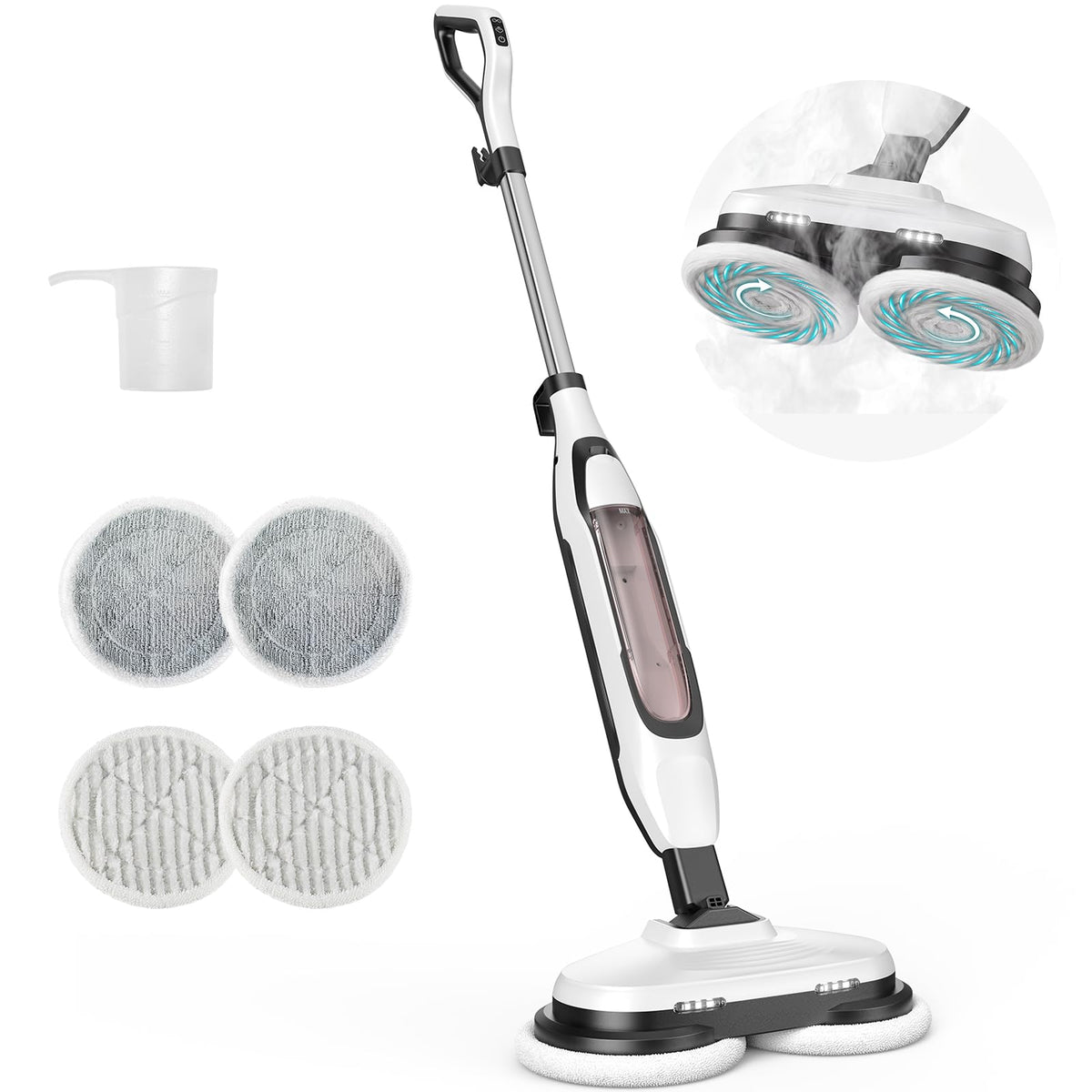 Steam Mop with Rotating Pads and 4 Cleaning Modes M90484