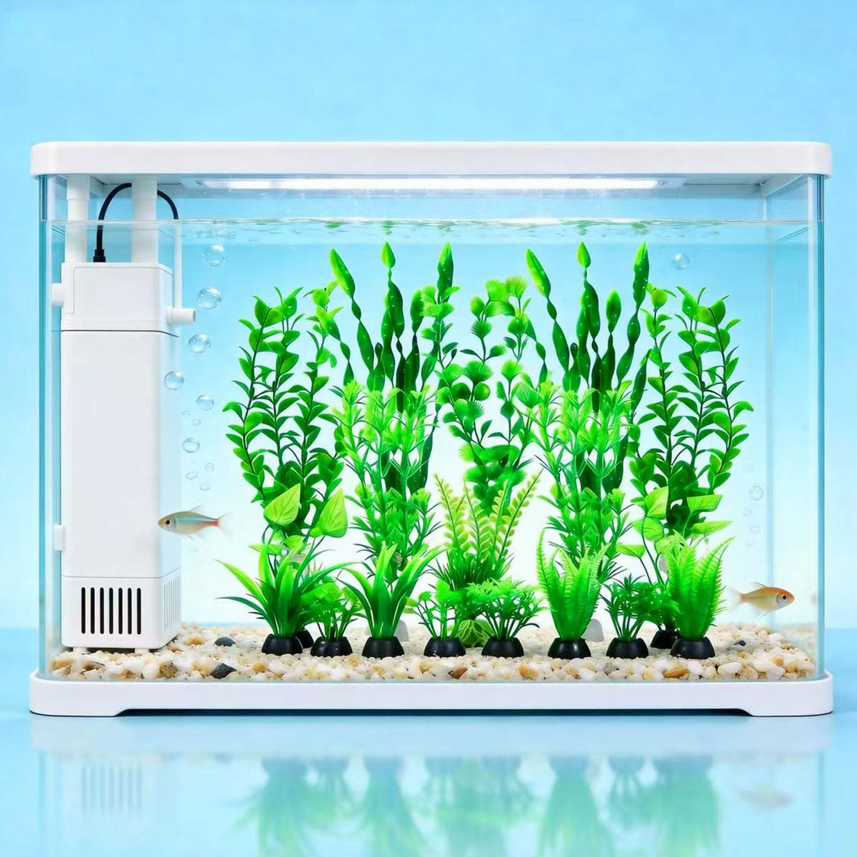 Artificial Aquarium Plants Set, Plastic Fish Tank Decorations (18pcs-Green) G567