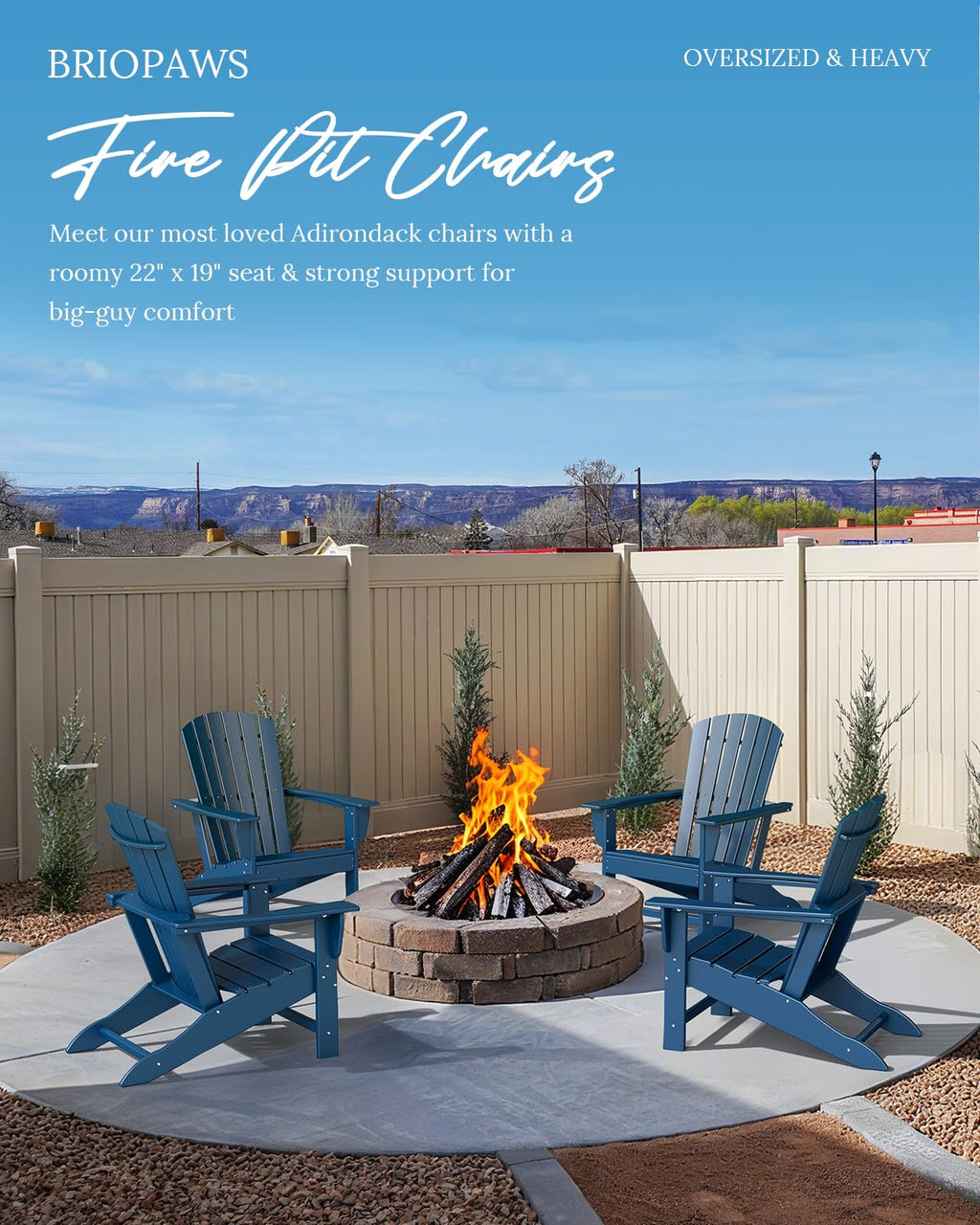 Oversized Adirondack Chairs Set of 2 Blue R266923