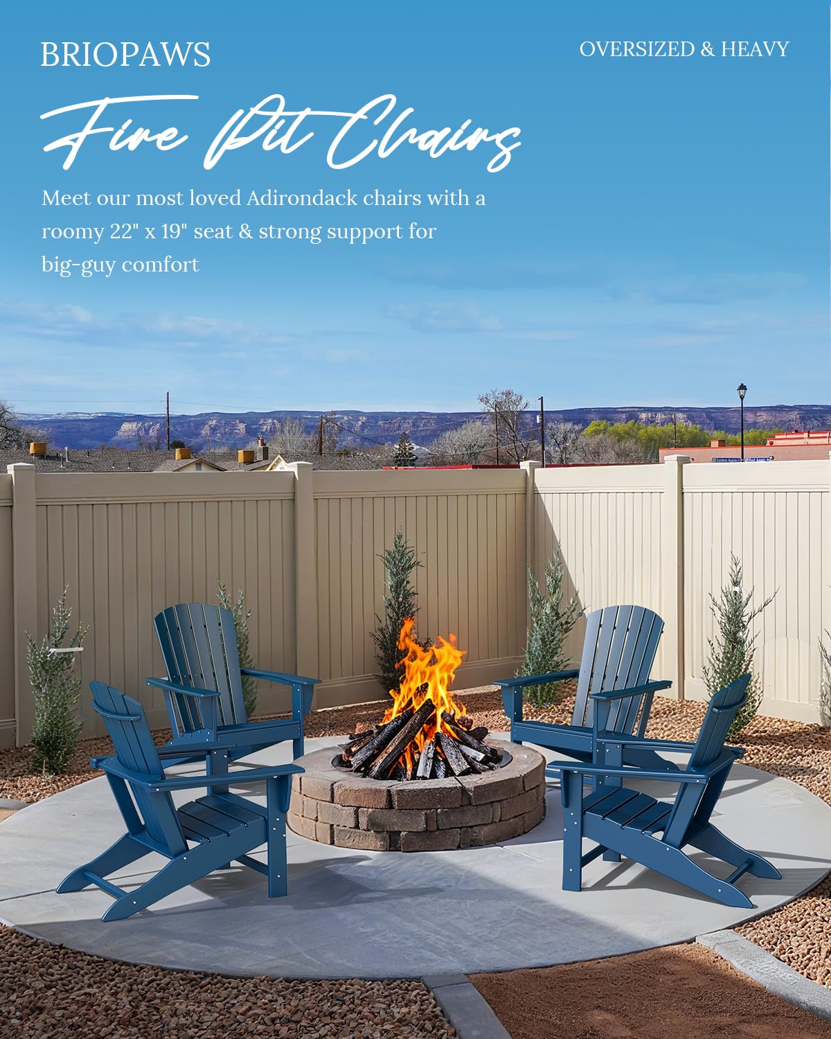 Oversized Adirondack Chairs Set of 2 Blue R266923