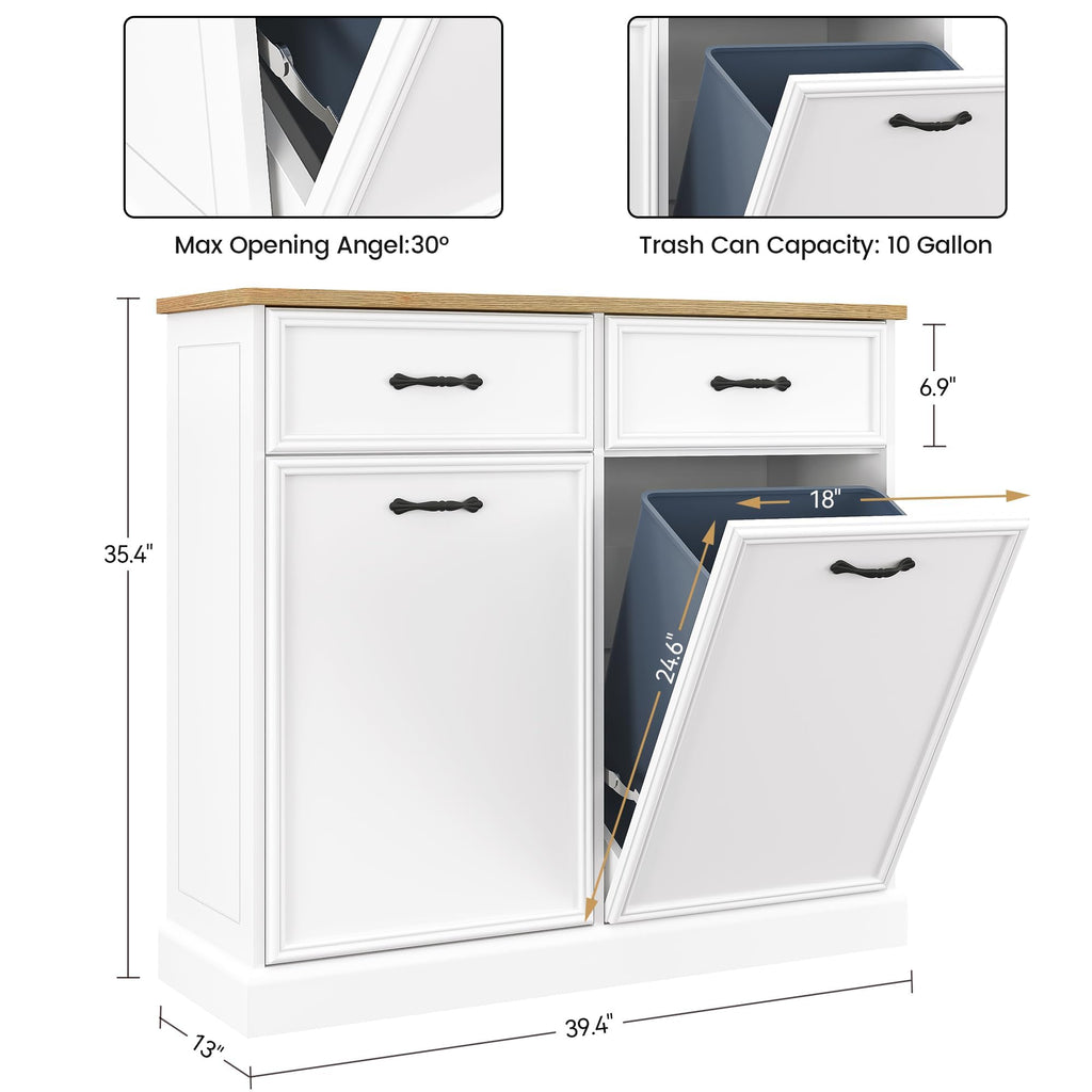 Double Tilt Out Trash Cabinet 20 gal White P3659