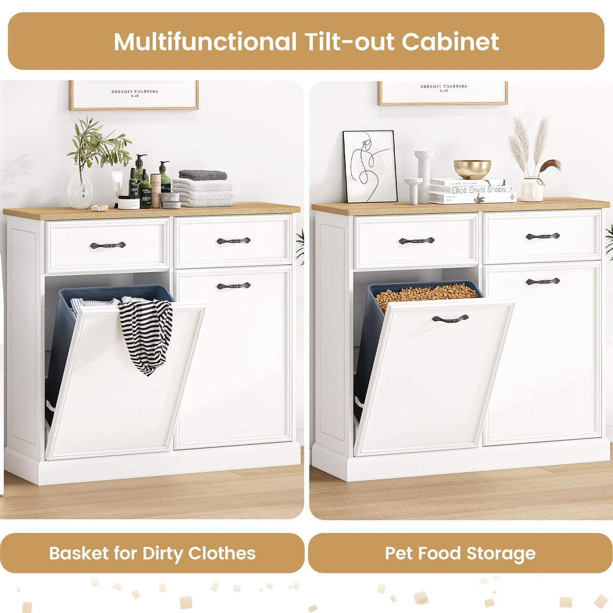 Double Tilt Out Trash Cabinet 20 gal White P3659