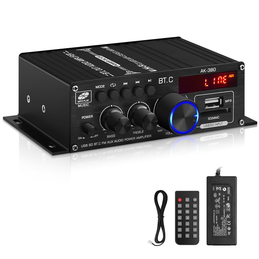 USB SD BT FM AUX Audio Power Amplifier 2.0 CH 40W+40W B470635