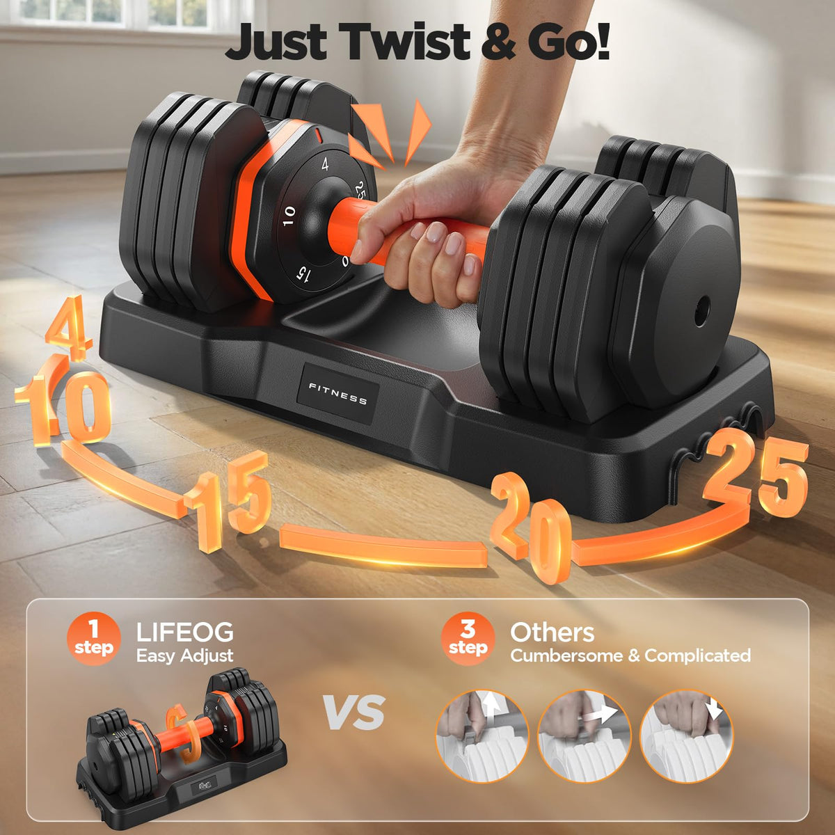 Adjustable Dumbbell Set of 2 with Storage Box N2322