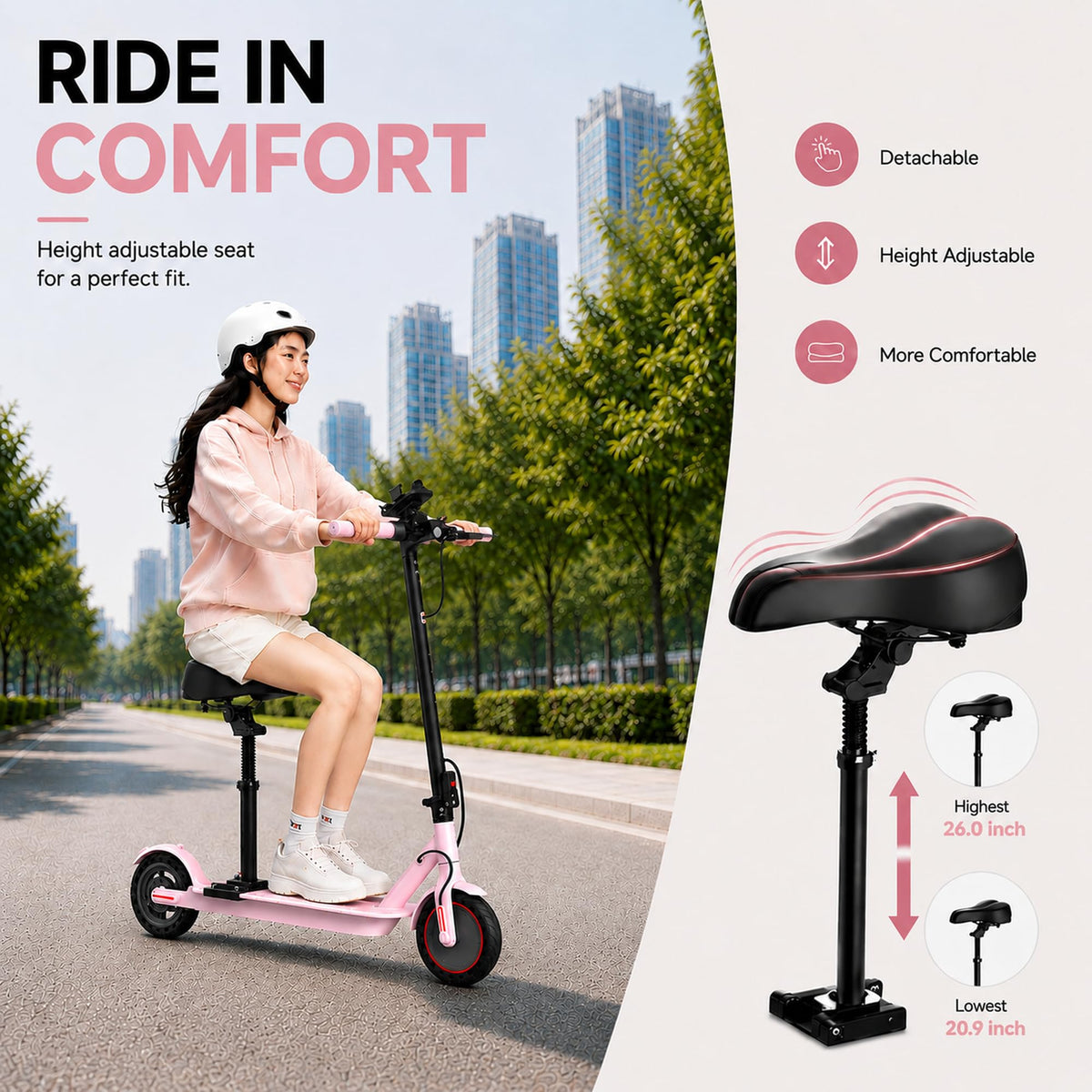 350W/500W Electric Scooter with Seat, Dual Suspension T12254