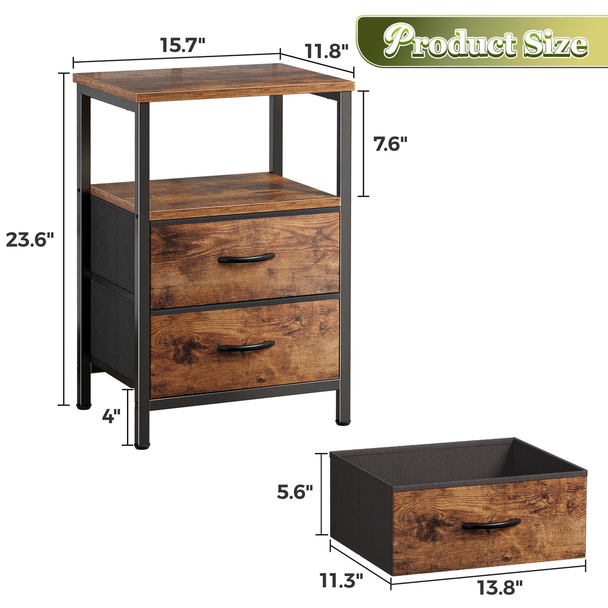 Night Stand Set of 2 with 2 Drawers L3709