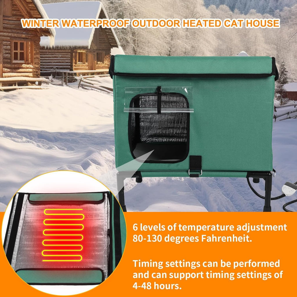 21" Heated Cat House with Heating Pet Pad K390