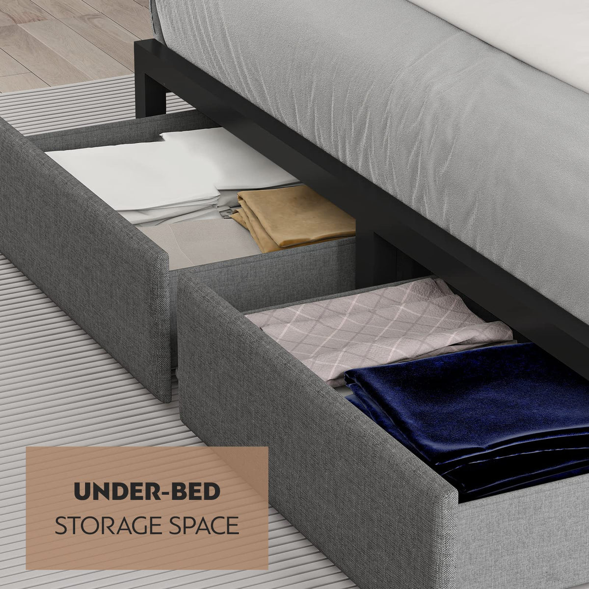 Full Size Storage Bed Frame with Headboard V12724