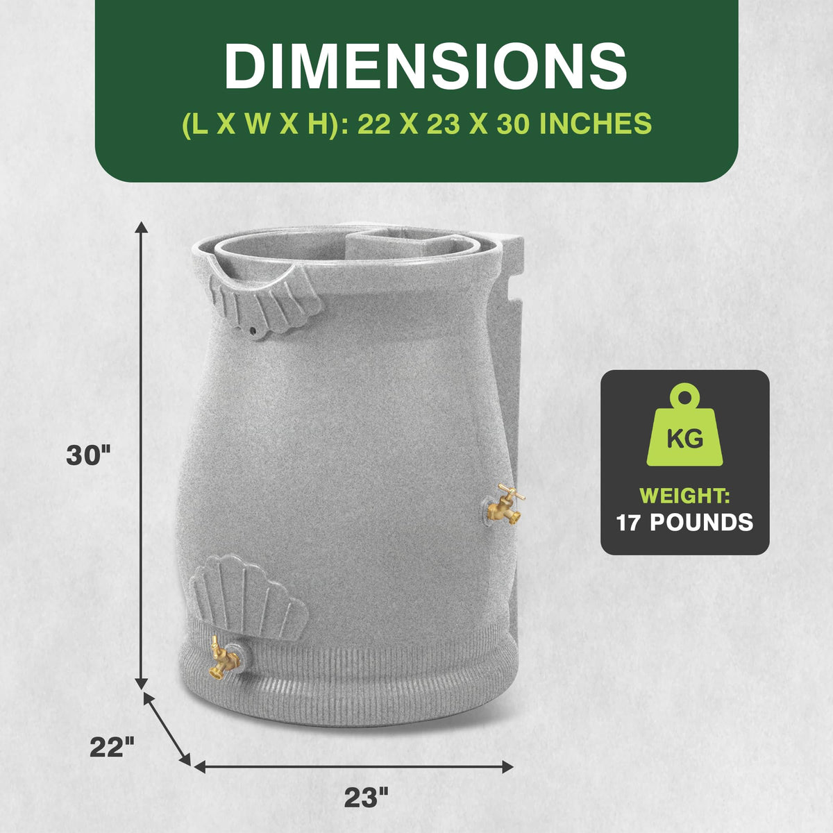 50 Gallon Urn Shaped Water Collection Barrel G156996