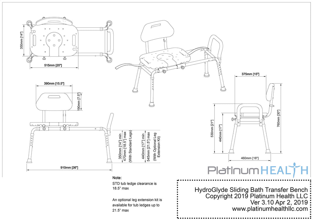 Blue Padded Shower Chair with Cut Out Seat and Safety Belt V5104