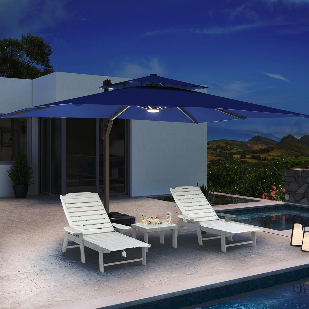 10 X 13 FT Cantilever Patio Umbrella with Lights & Base U13529