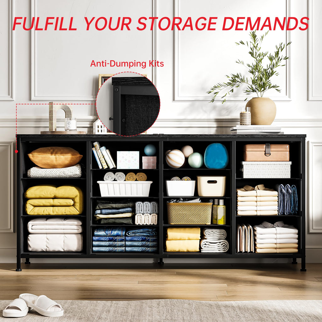 Black 14 Drawer Fabric TV Stand K475258
