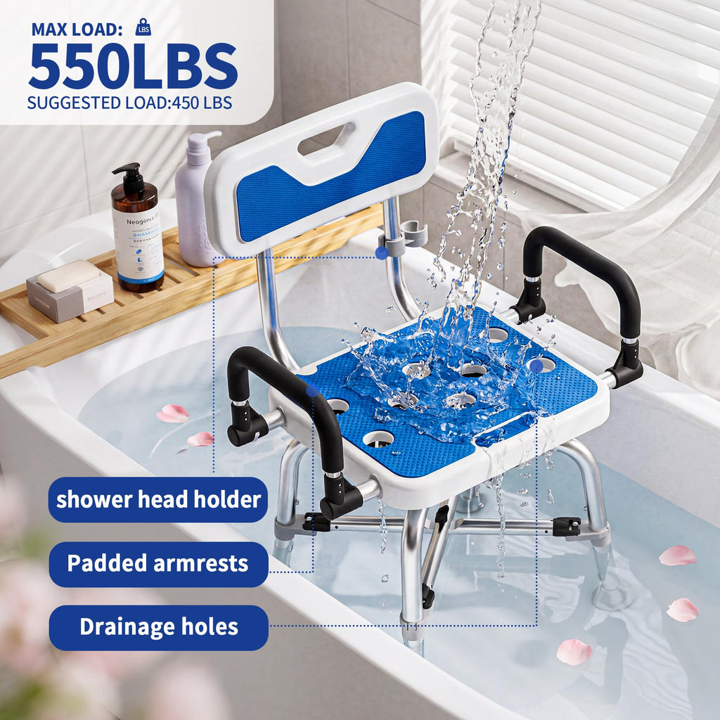 360° Swivel Shower Chair, 500 lbs Capacity, Height Adjustable Z249964
