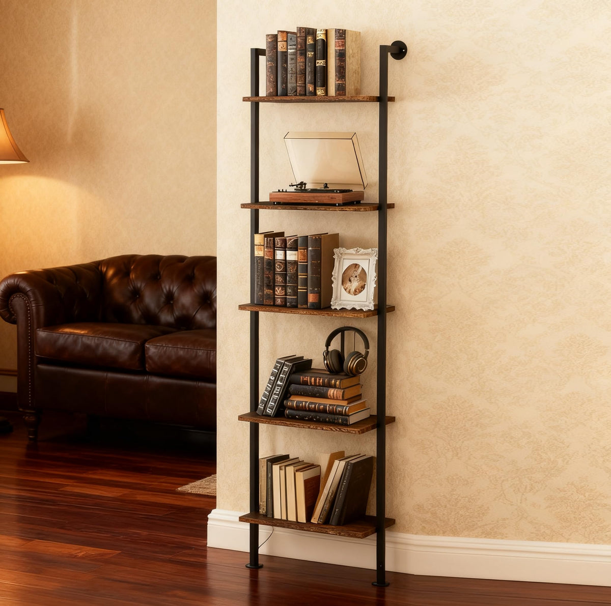 5-Tier Solid Wood Ladder Bookshelf M18784