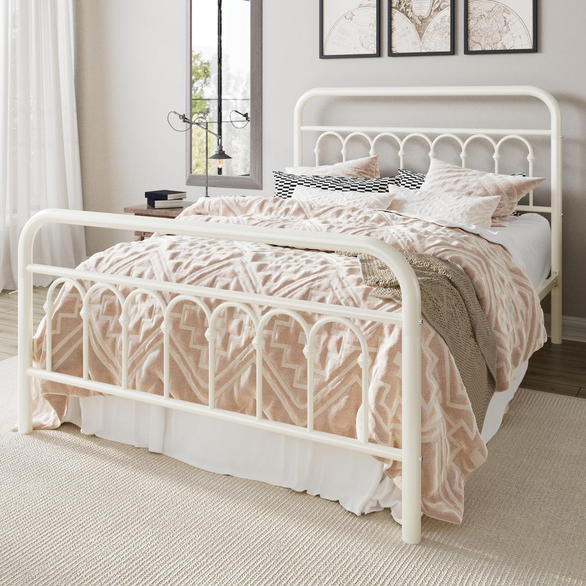 Full Size Metal Platform Bed Frame with Headboard H603