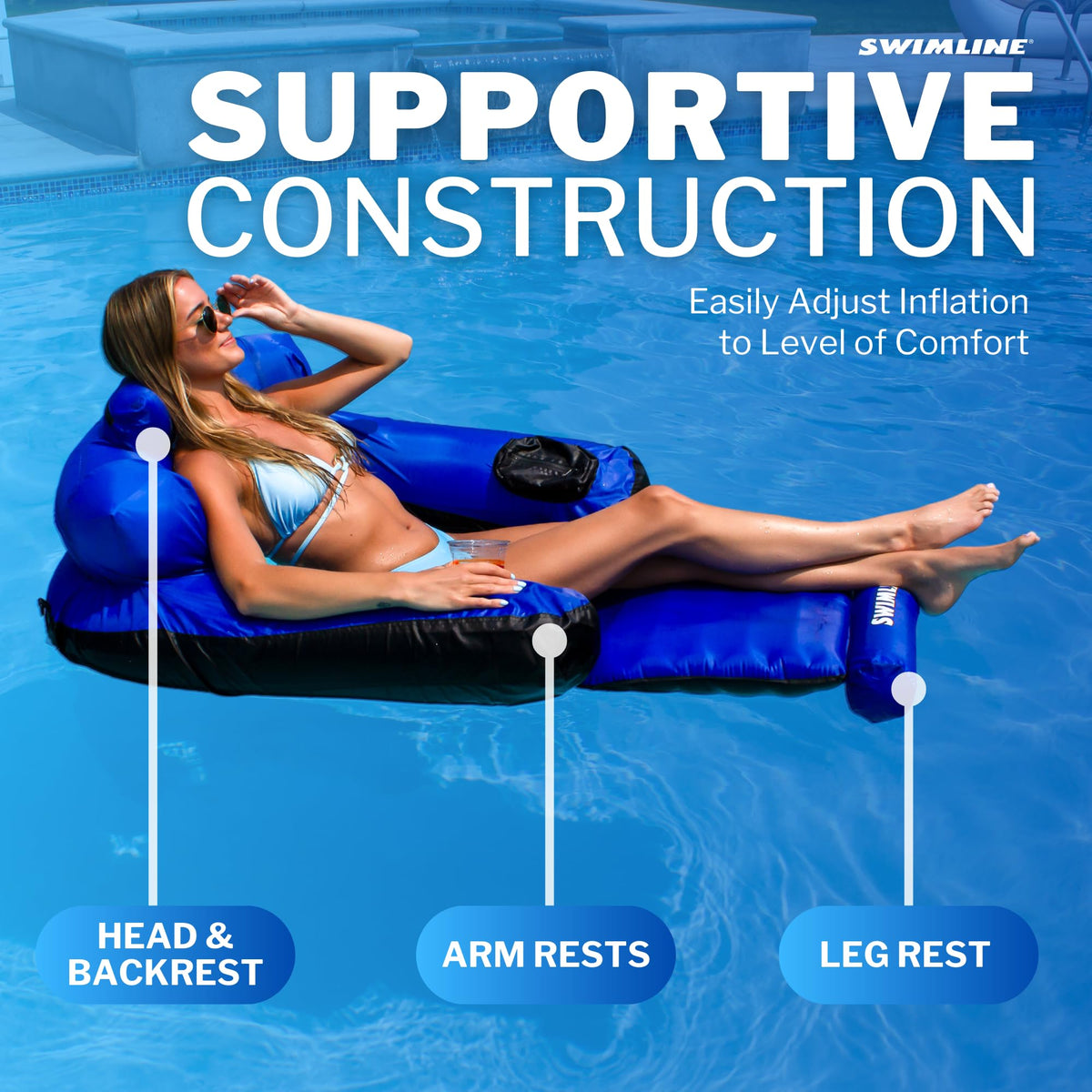 Fabric Covered Pool Float Mattress Red Lounger Raft T406