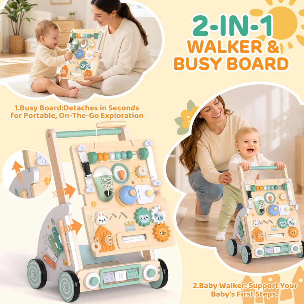 Wooden Baby Walker with Detachable Busy Board C9314