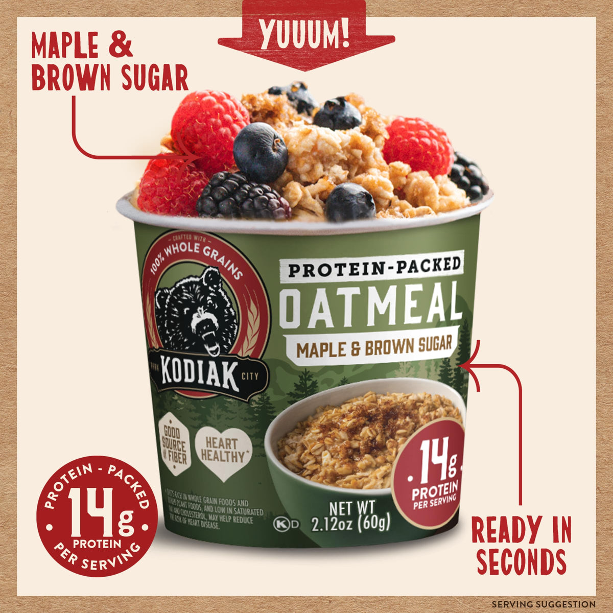 Instant Protein Maple & Brown Sugar Oatmeal, 2.12oz (Pack of 12) E5519