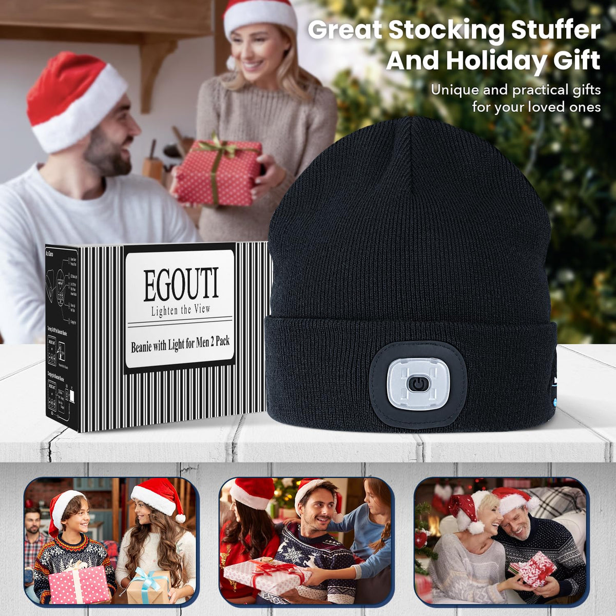 Bluetooth Beanie Hat with Light 2 Pack U643