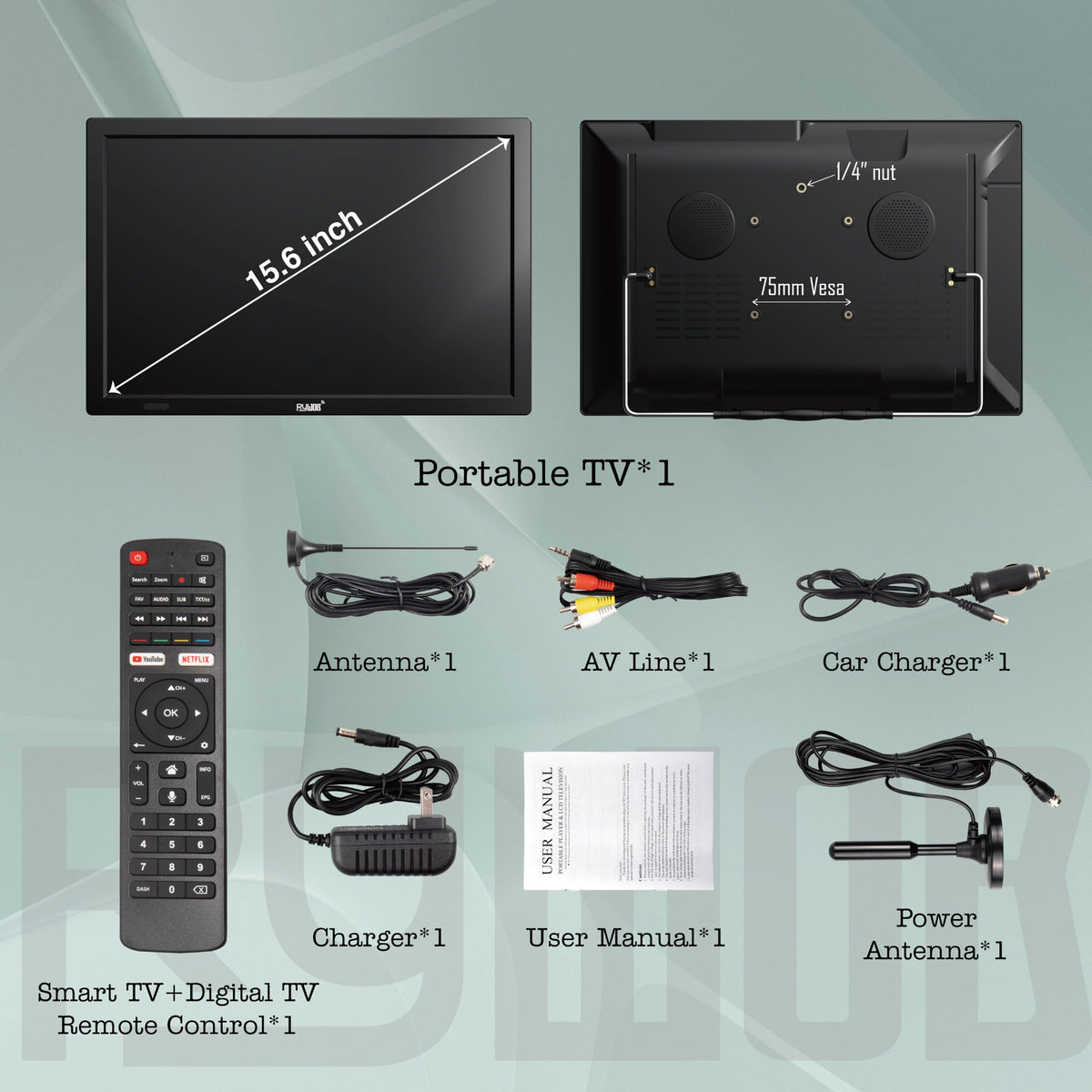 15.6" Rechargeable Battery TV W274609