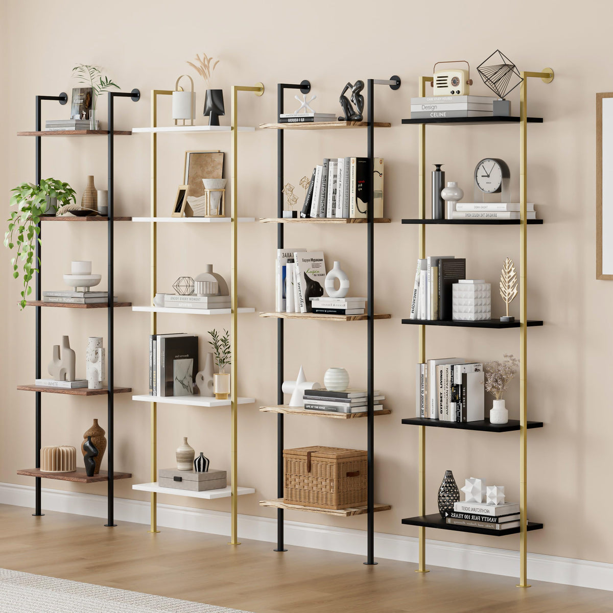 5-Tier Solid Wood Ladder Bookshelf M18784
