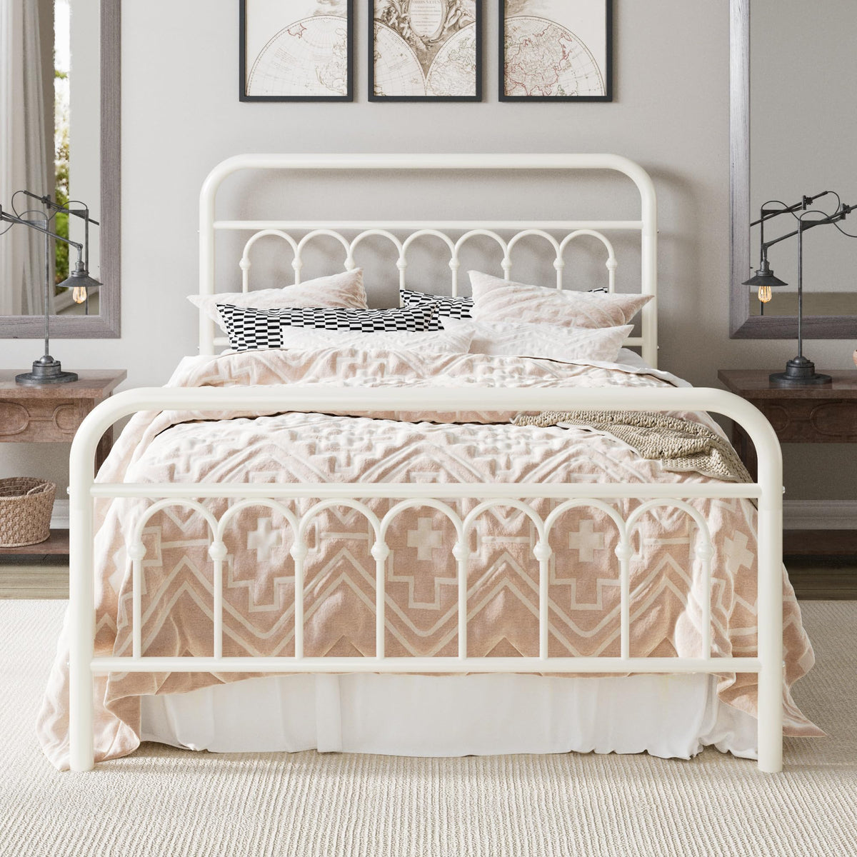 Full Size Metal Platform Bed Frame with Headboard H603