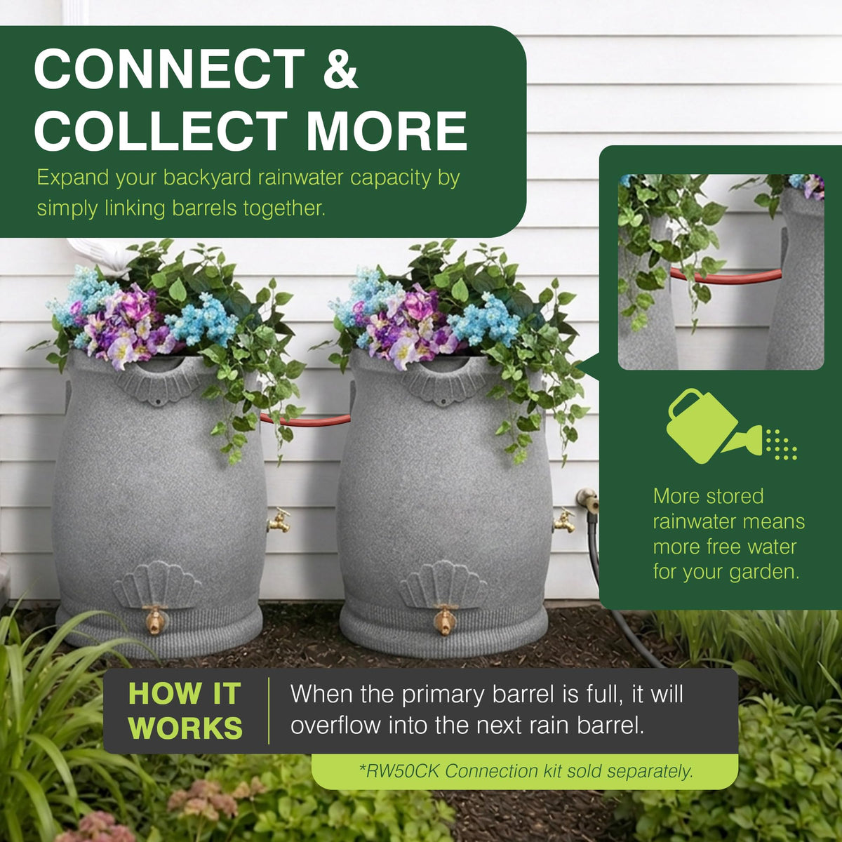 50 Gallon Urn Shaped Water Collection Barrel G156996
