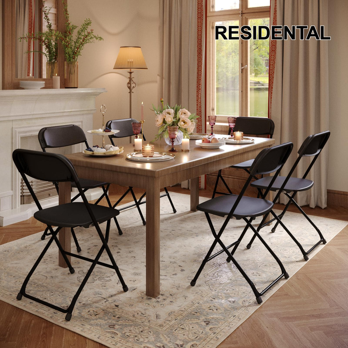 Black Plastic Folding Chairs, 10 Pack F909