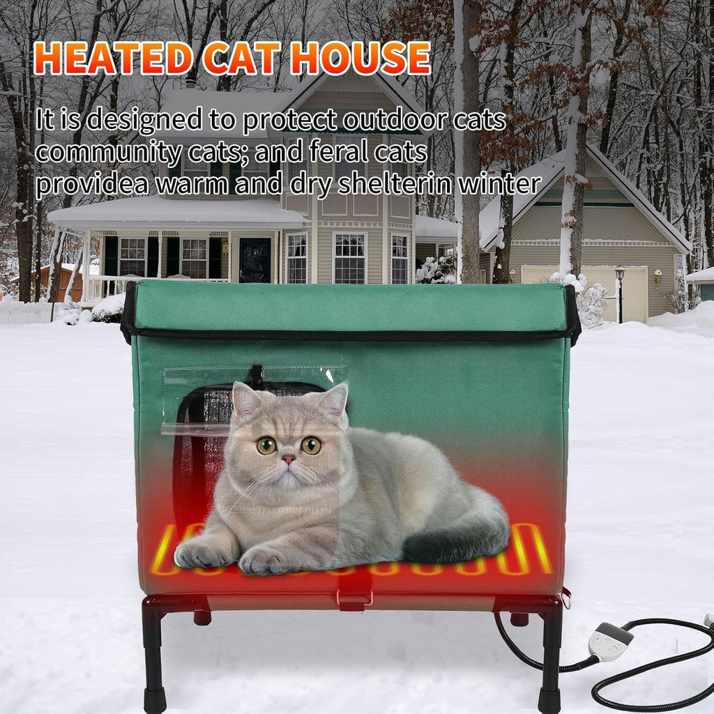 21" Heated Cat House with Heating Pet Pad K390