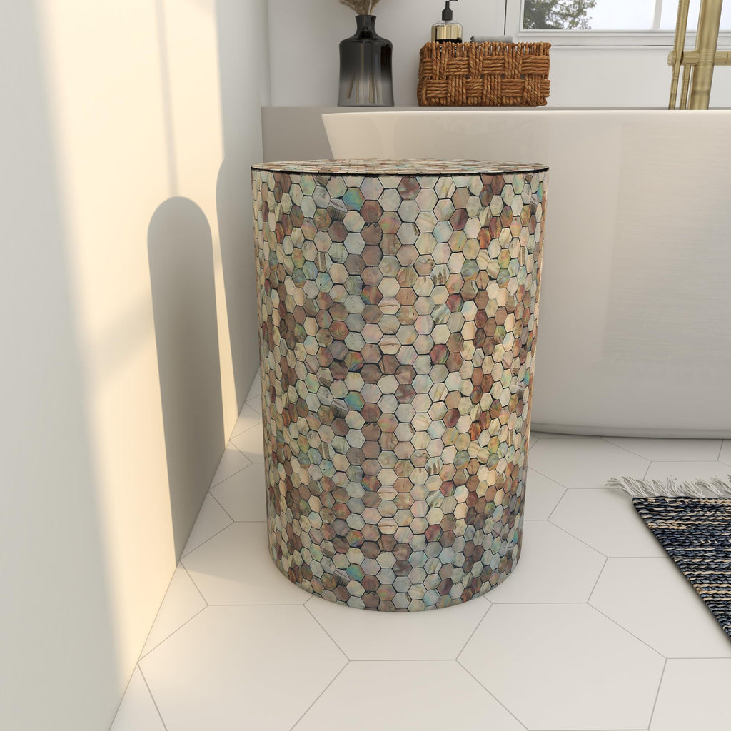 14" x 14" x 20" Multi Colored Mosaic Side Table H842