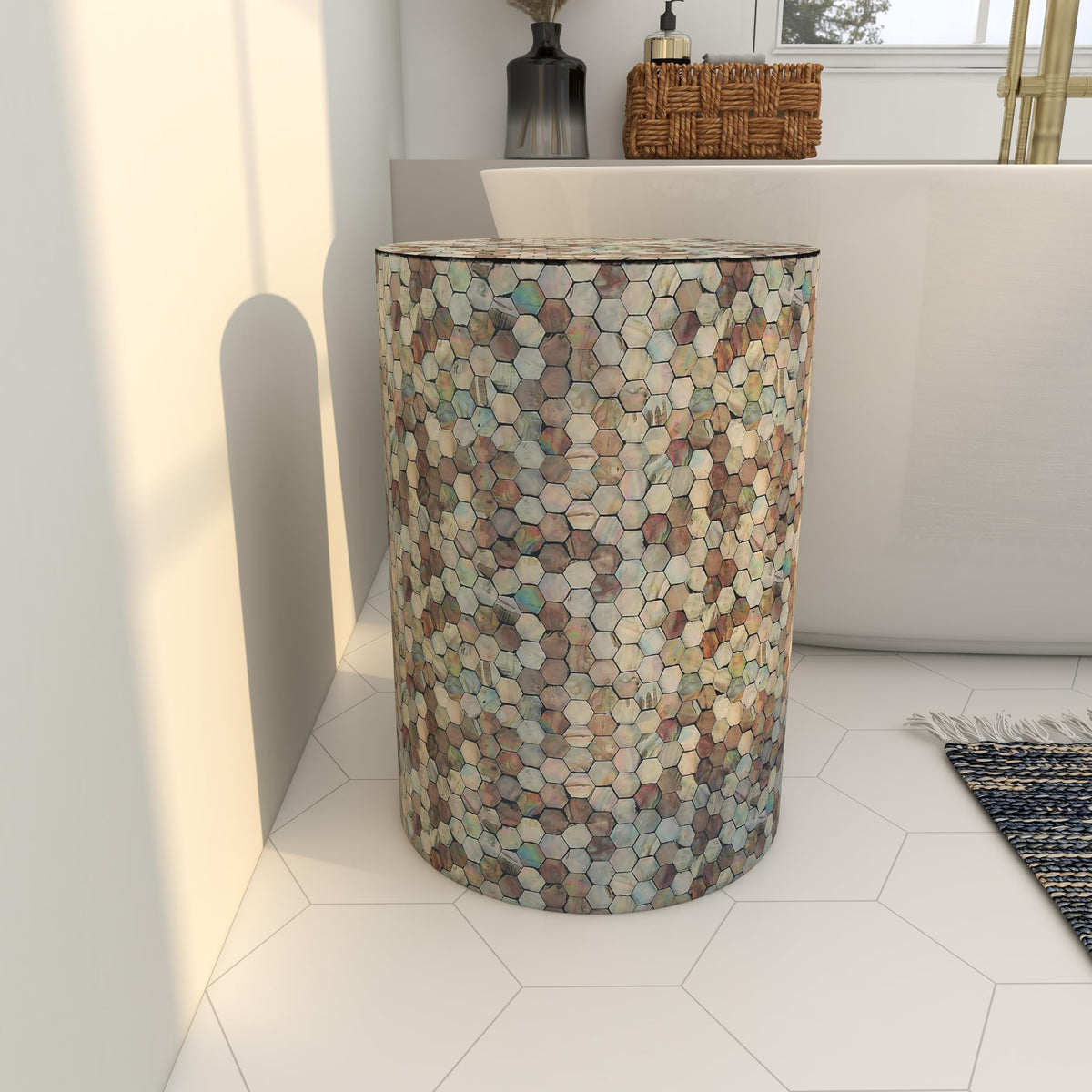 14" x 14" x 20" Multi Colored Mosaic Side Table H842