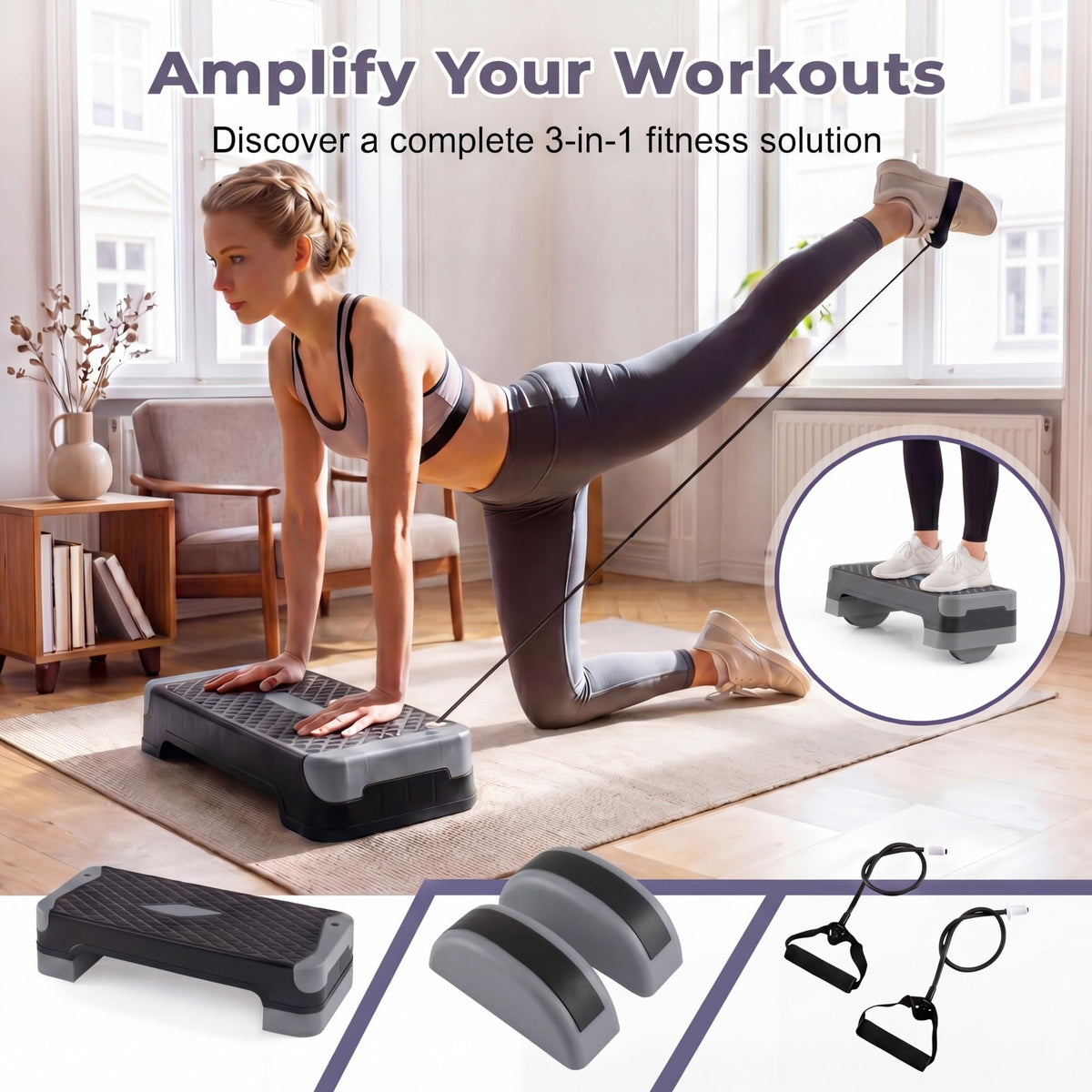 Adjustable 5 in 1 Aerobic Step Platform Y393