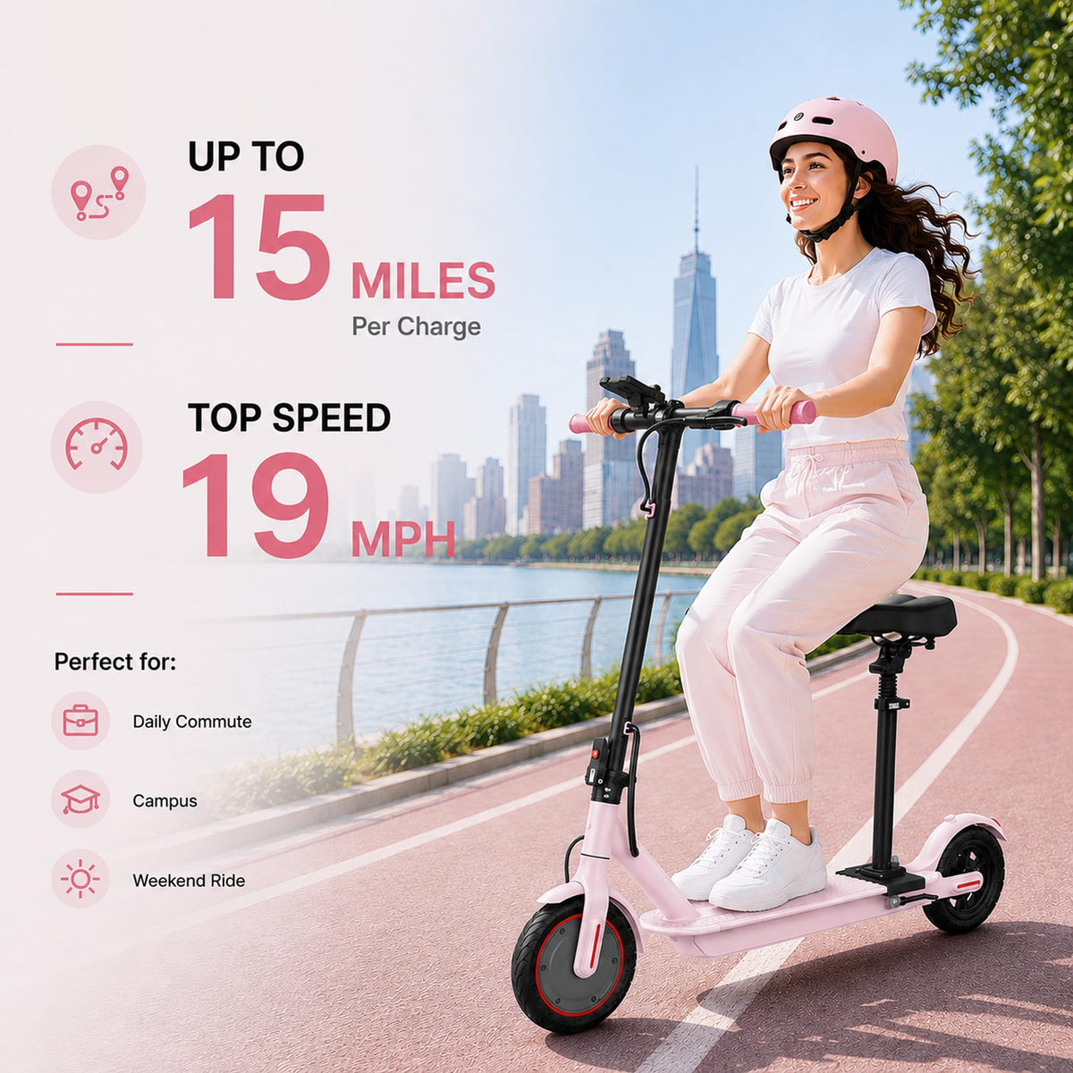 350W/500W Electric Scooter with Seat, Dual Suspension T12254