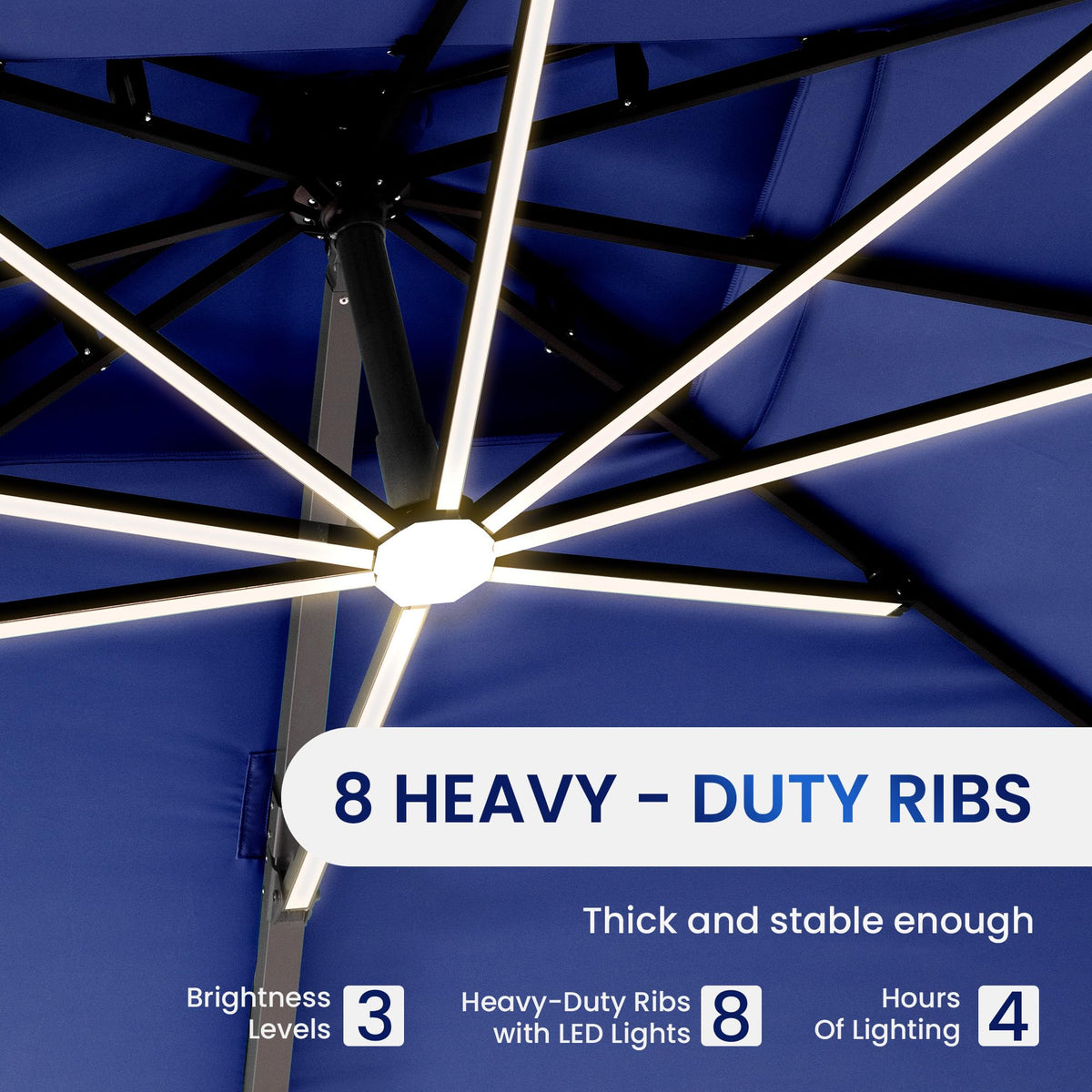 10 X 13 FT Cantilever Patio Umbrella with Lights & Base U13529