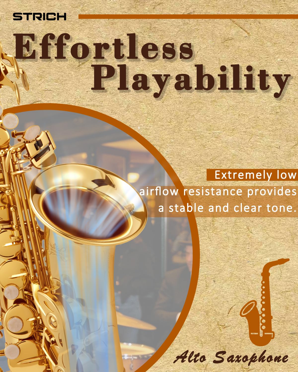 Alto Saxophone Brass Student Beginner Kit with Hard Case Z299