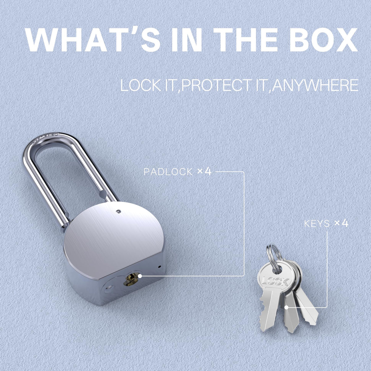 4 Pack 65mm Heavy Duty Keyed Alike Padlocks W501
