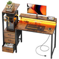 44 Inch Gaming Desk with Power Outlets & LED Lights M8223