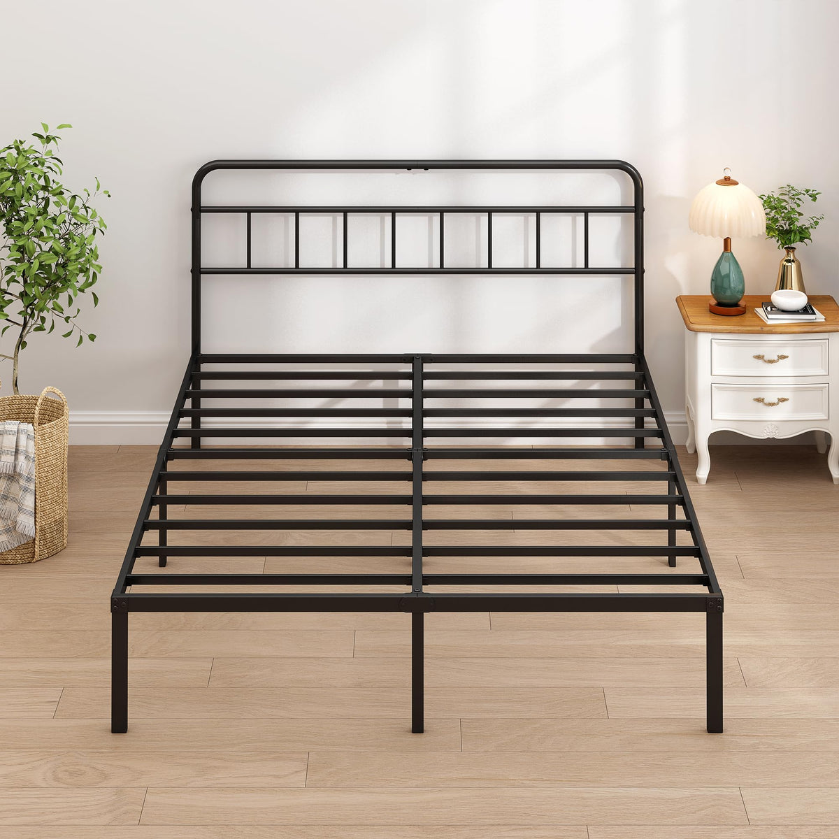 Black Queen Bed Frame with Headboard X754555