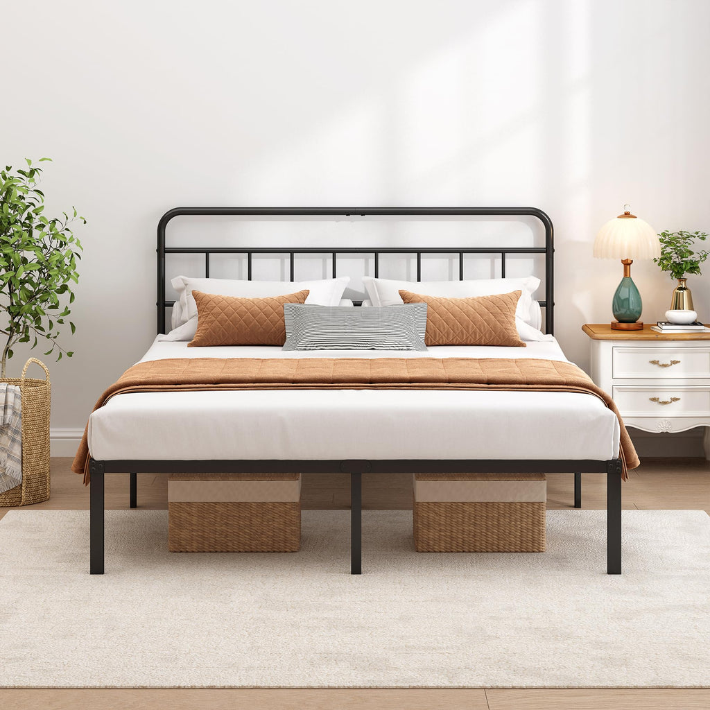 Black Queen Bed Frame with Headboard X754555