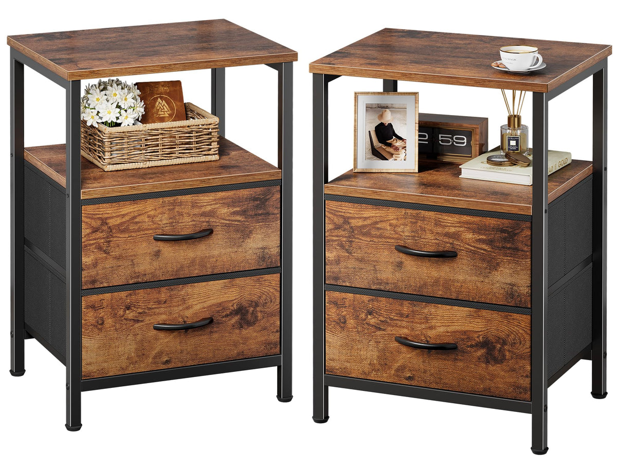 Night Stand Set of 2 with 2 Drawers L3709